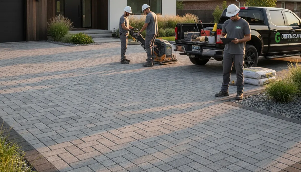 Professional driveway pavers installing durable stone paving in Tacoma, WA by Chop Chop Landscaping